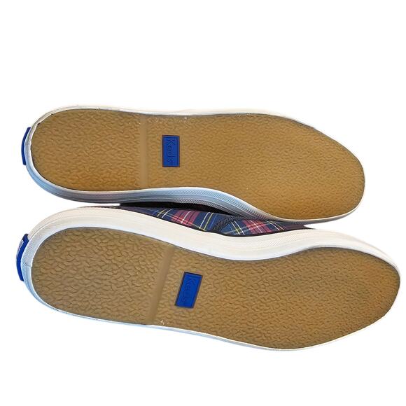 Talbots Exclusive Keds Champion Plaid Sneakers Navy Pink Leather Size 9 Leather - Picture 5 of 5